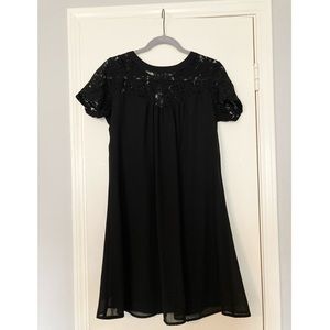 Black Lace Chiffon Dress